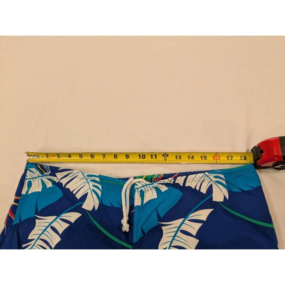 Vtg Kai Nani Shorts Men 37 Hawaiian Floral Bermuda Swim Trunks Drawstring Hawaii